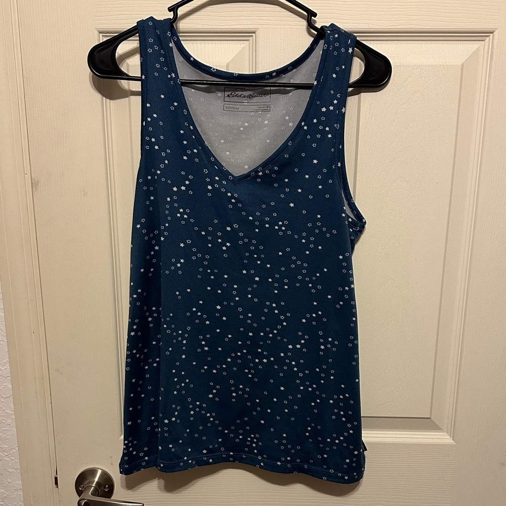 Eddie Bauer Blue Tank Top, sleepwear, with white stars